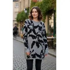 AGW - Pack 2 Sweaters Largo Mujer Estampado Floral