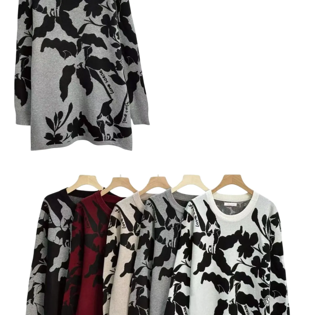 AGW - Pack 2 Sweaters Largo Mujer Estampado Floral