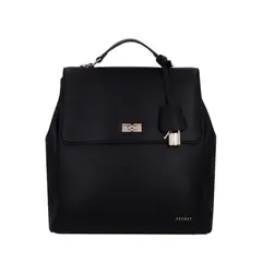 SECRET - Mochila Mujer Minsk Grande Cuero de PU Negra ST6