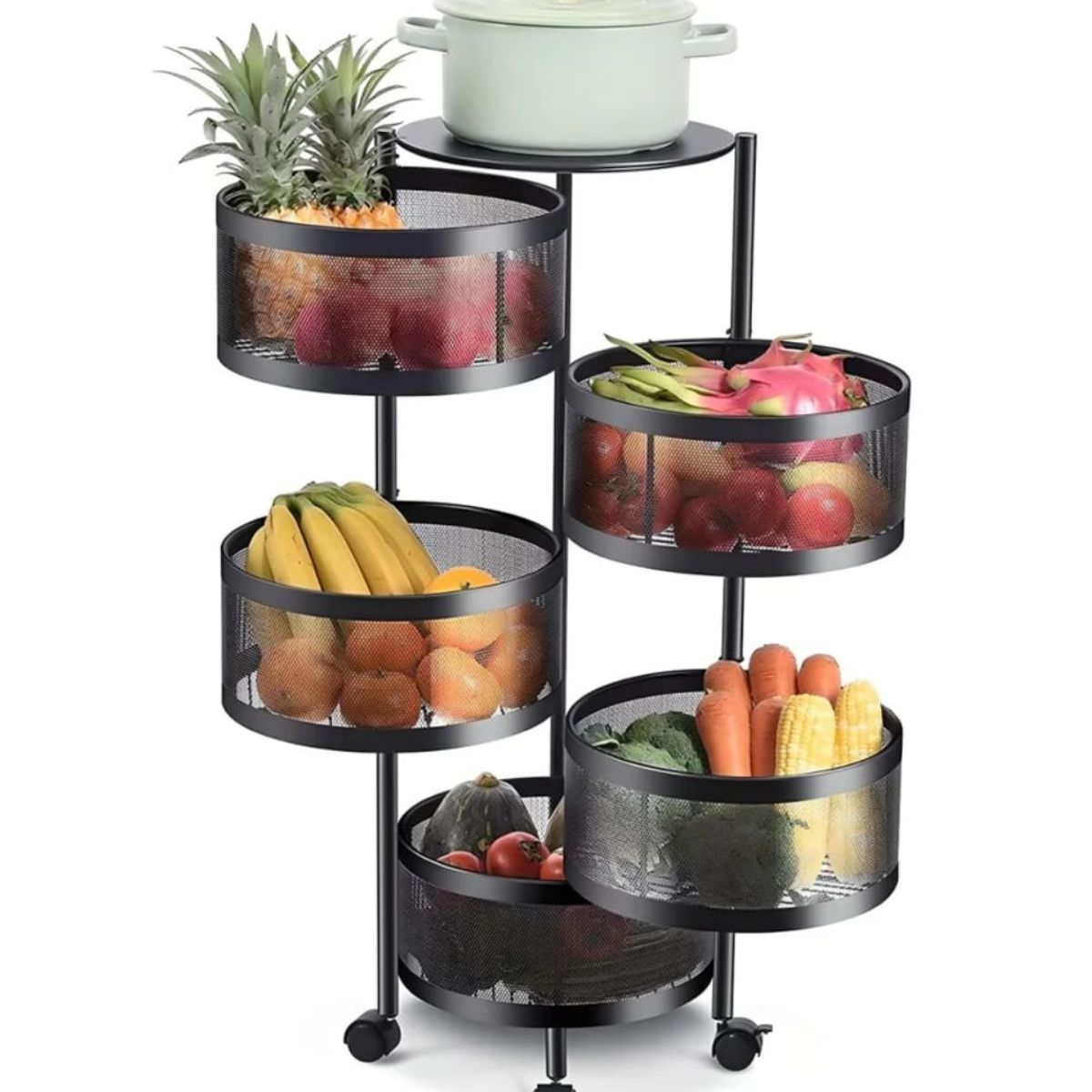 OEM - Carro organizador de 5 canastos circulares con giro