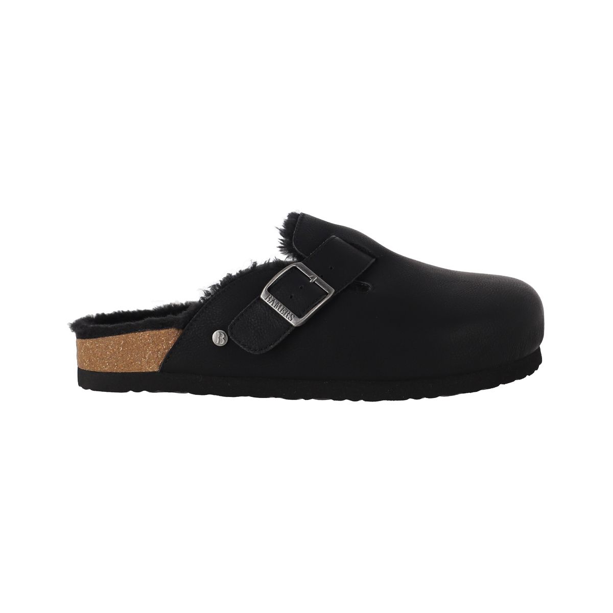 BAMERS - Zuecos Mujer Classic Buckle Fur Negro Bamers