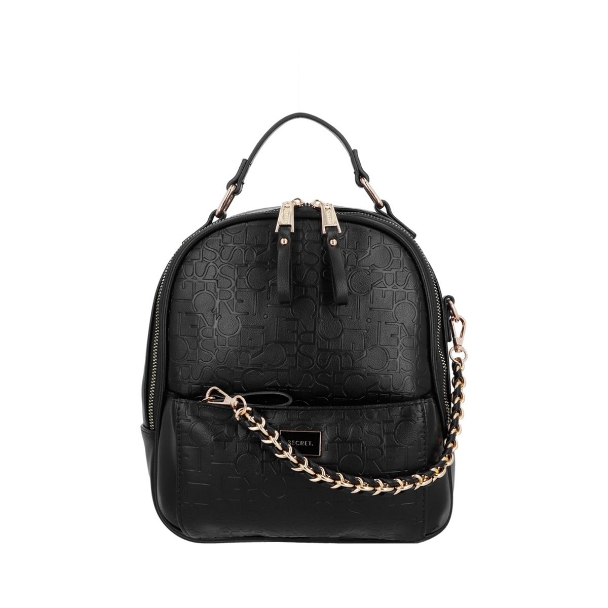 SECRET - Mochila Mujer Secret Amberes Pequeña Cuero de PU Negra ST6