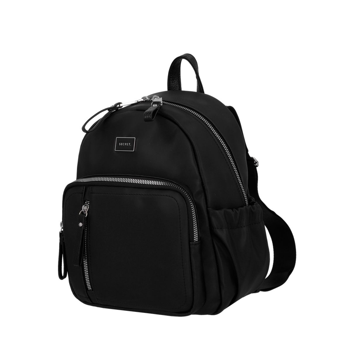 SECRET - Mochila Mujer Secret Galicia Mediana PVC Negra ST6