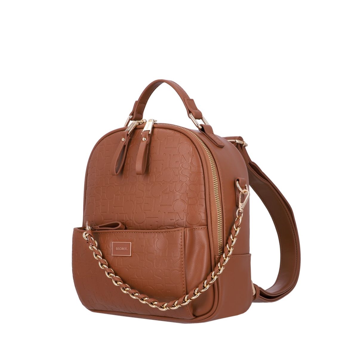 SECRET - Mochila Mujer Secret Amberes Pequeña Cuero de PU Café ST6