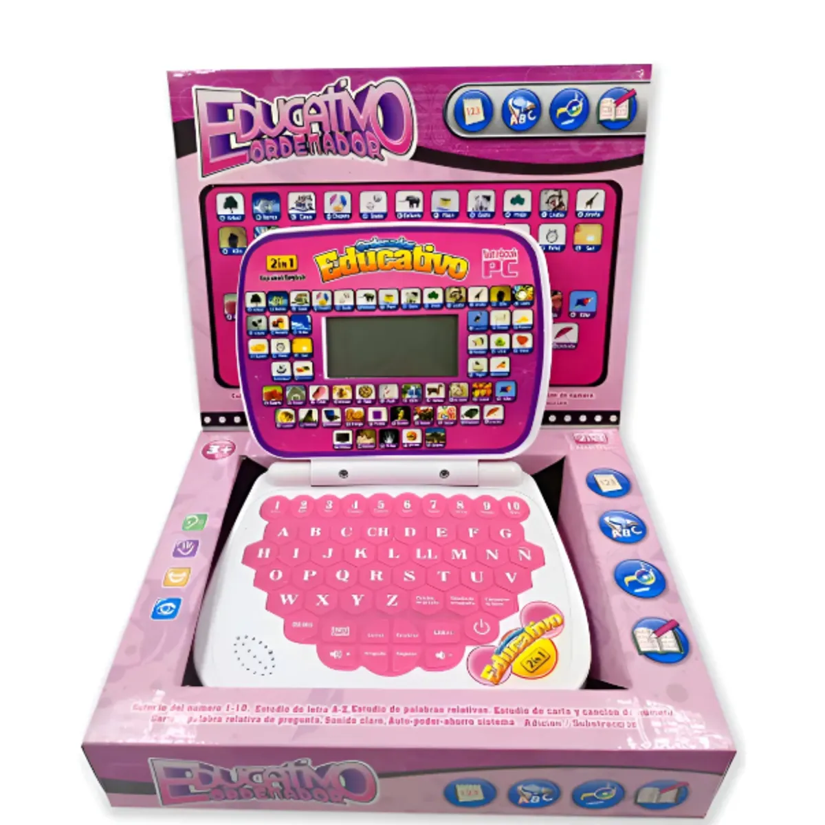 GENERICO - Computador Laptop juguete Interactivo Didactico ingles-español Rosa