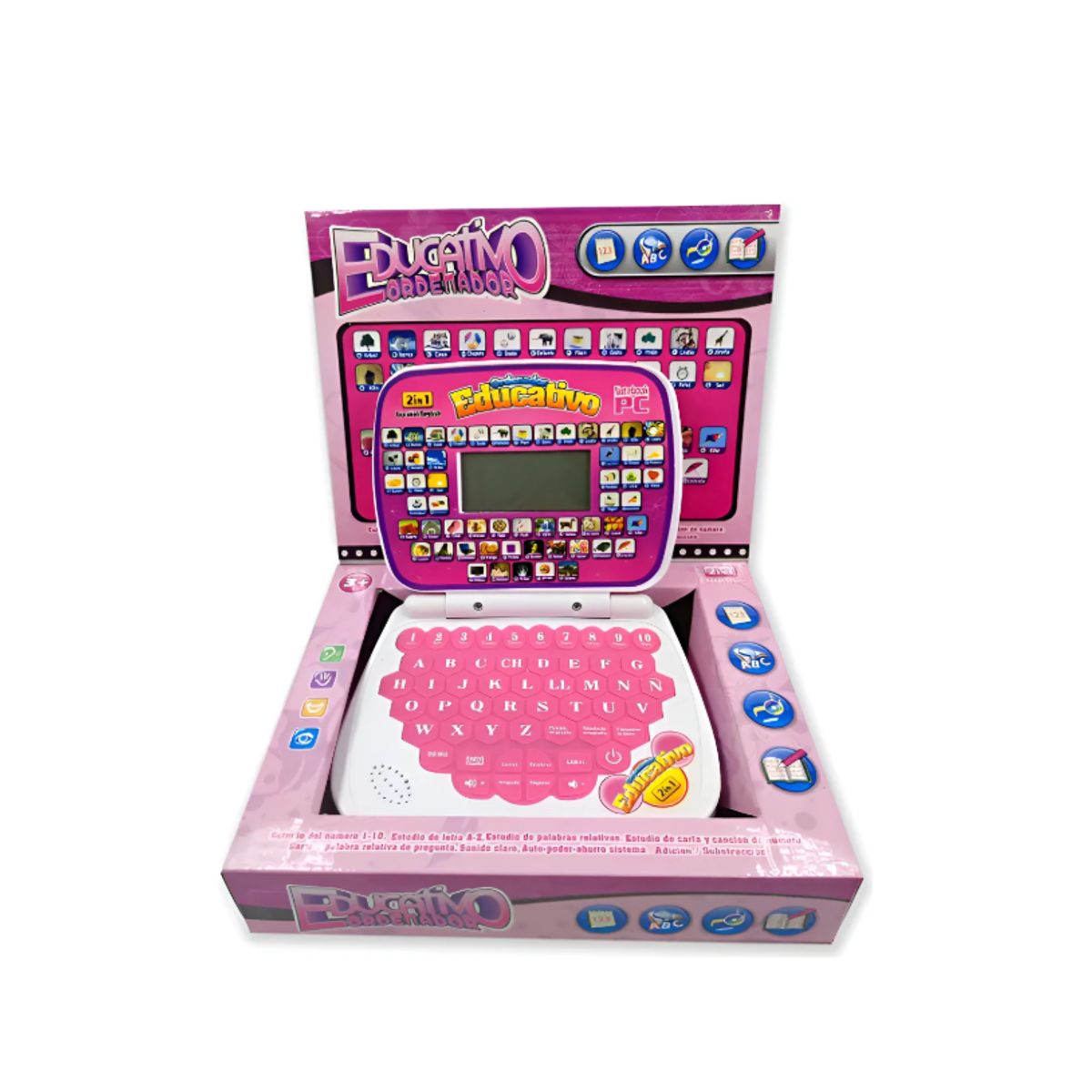 GENERICO - Computador Laptop juguete Interactivo Didactico ingles-español Rosa