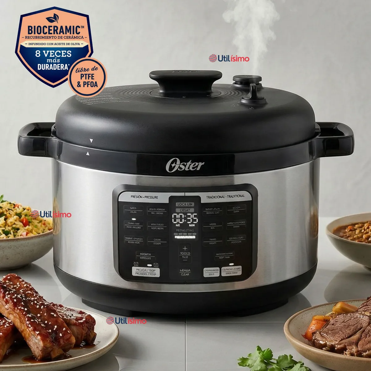 OSTER - Multi-olla rápida ovalada de 5.7L con 15 funciones CKSTPCECOV57 900W