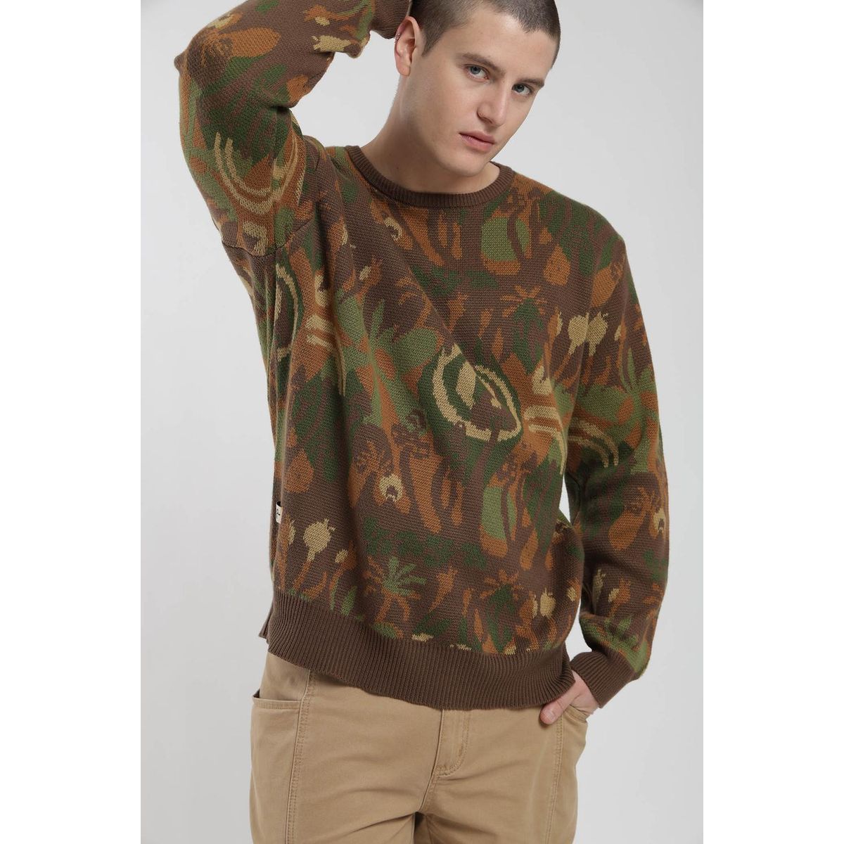 KAYA UNITE - Chaleco Tejido Cuello Redondo Print Hombre Verde