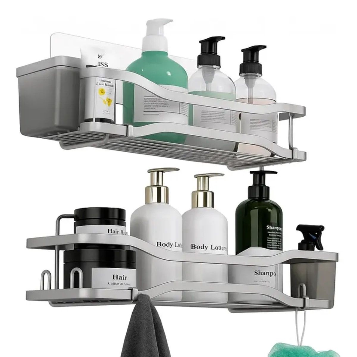 GENERICO - Organizador De Ducha Repisa Baño Adhesivo Set 2 Inoxidable BELUG