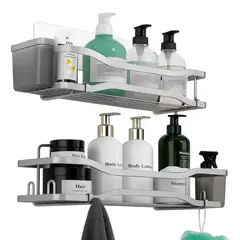 GENERICO - Organizador De Ducha Repisa Baño Adhesivo Set 2 Inoxidable BELUG