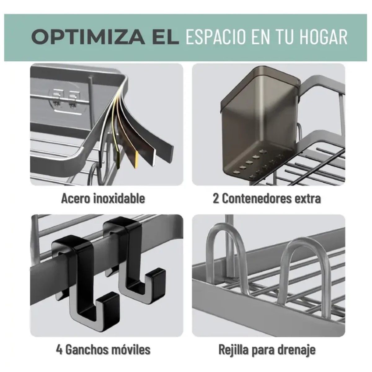 GENERICO - Organizador De Ducha Repisa Baño Adhesivo Set 2 Inoxidable BELUG