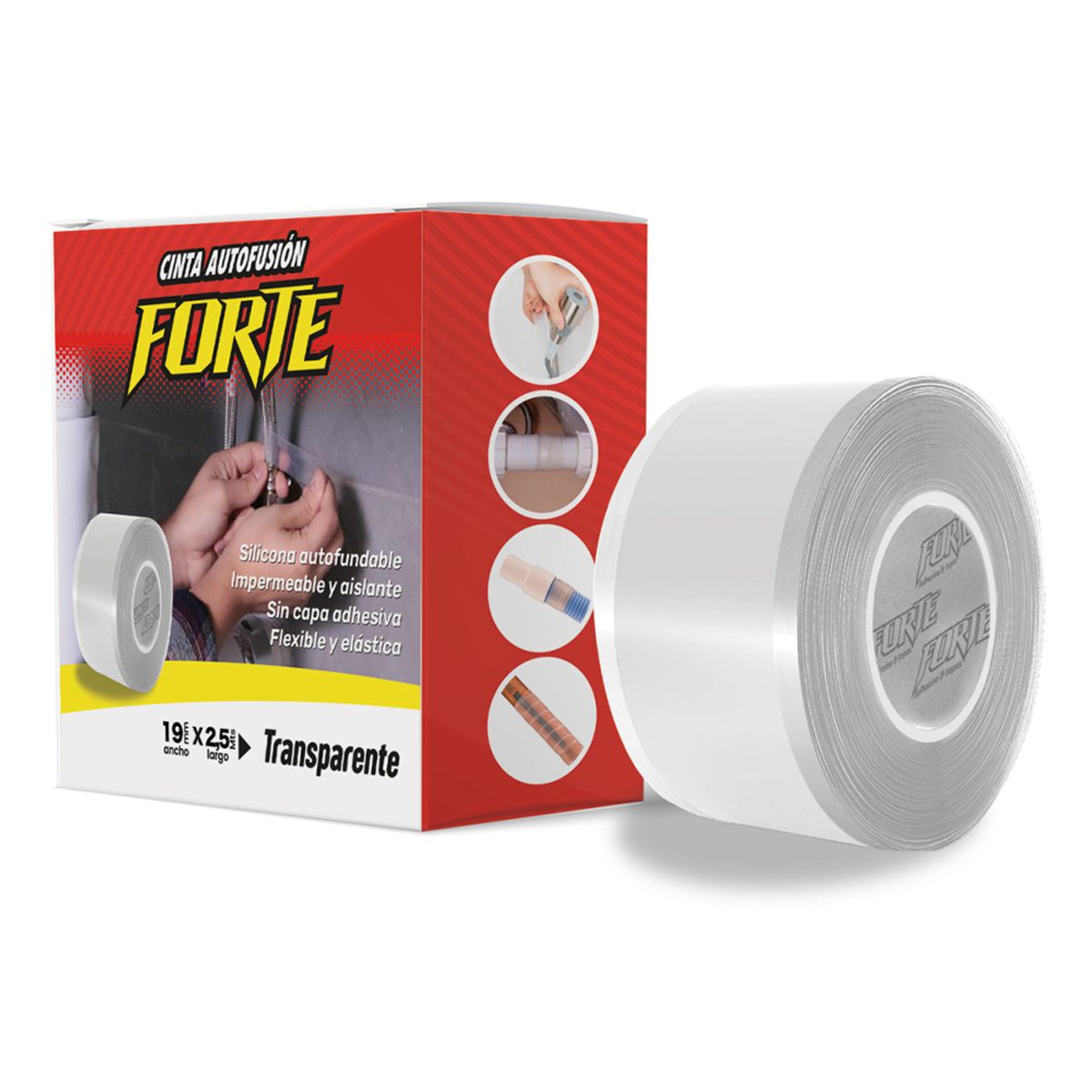 FORTE - Forte Cinta Autofusión  19mm x 2,5m Transparente