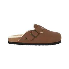 BAMERS - Zuecos Mujer Classic Buckle Fur Caramel