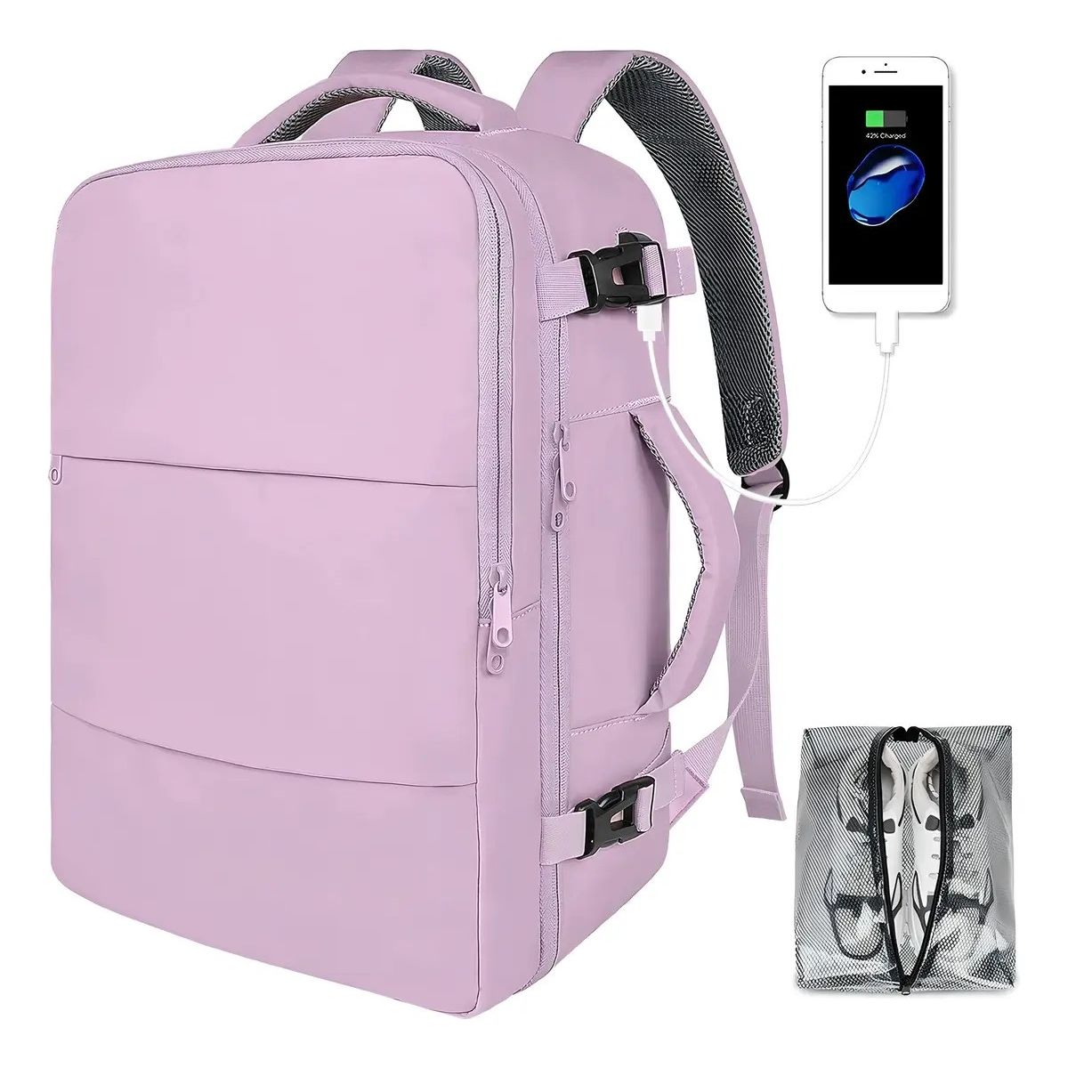 GENERICO - Mochila Violeta Viaje Mujer Impermeable