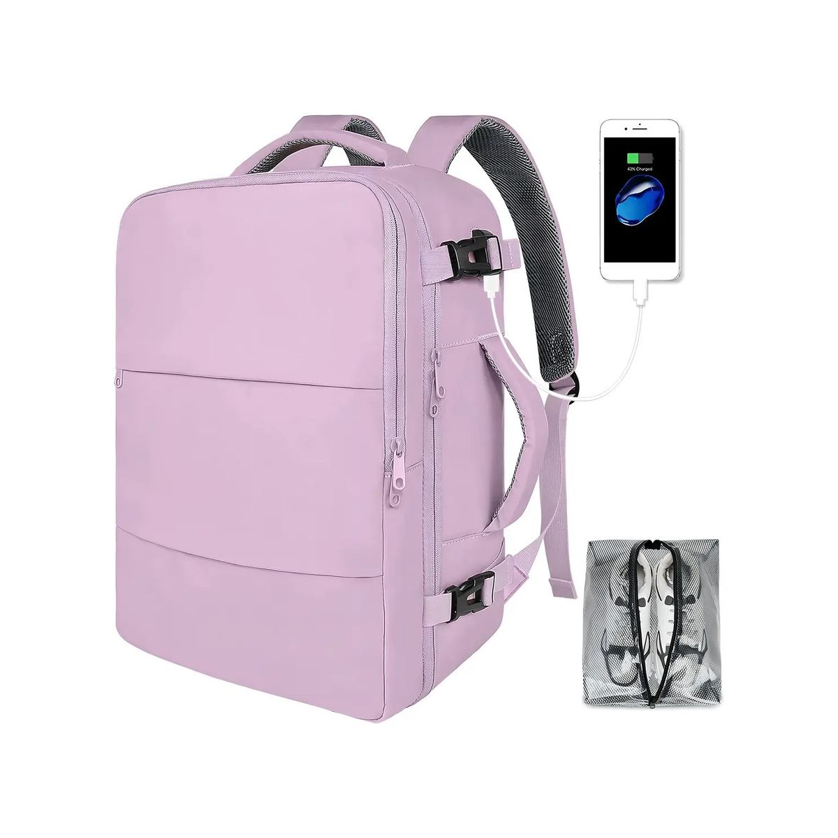 GENERICO - Mochila Violeta Viaje Mujer Impermeable