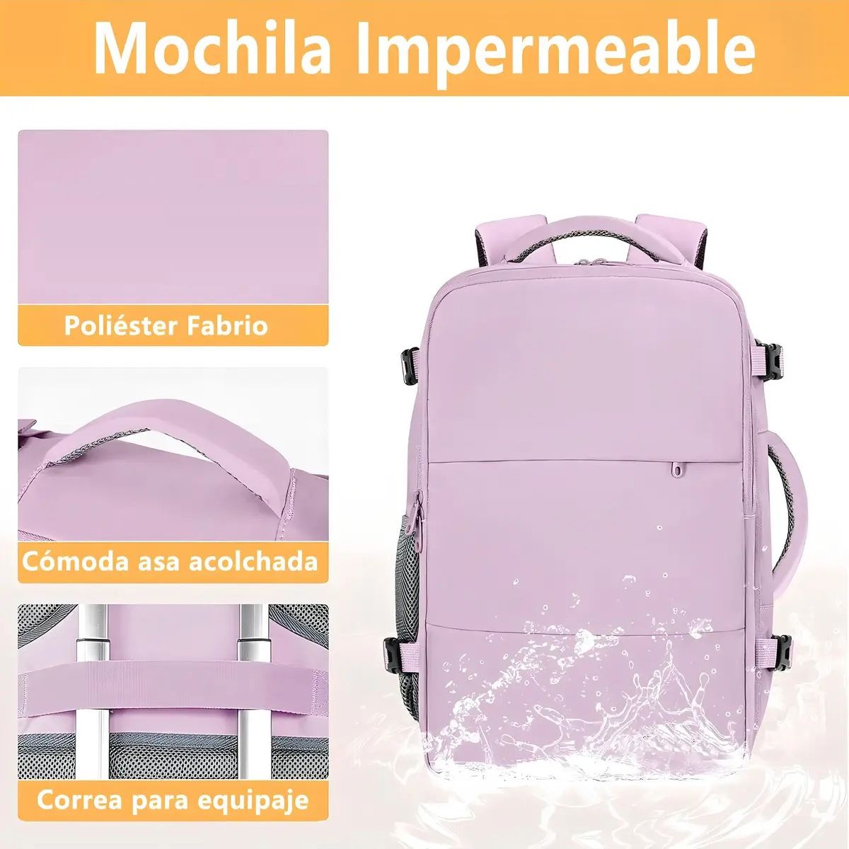 GENERICO - Mochila Violeta Viaje Mujer Impermeable