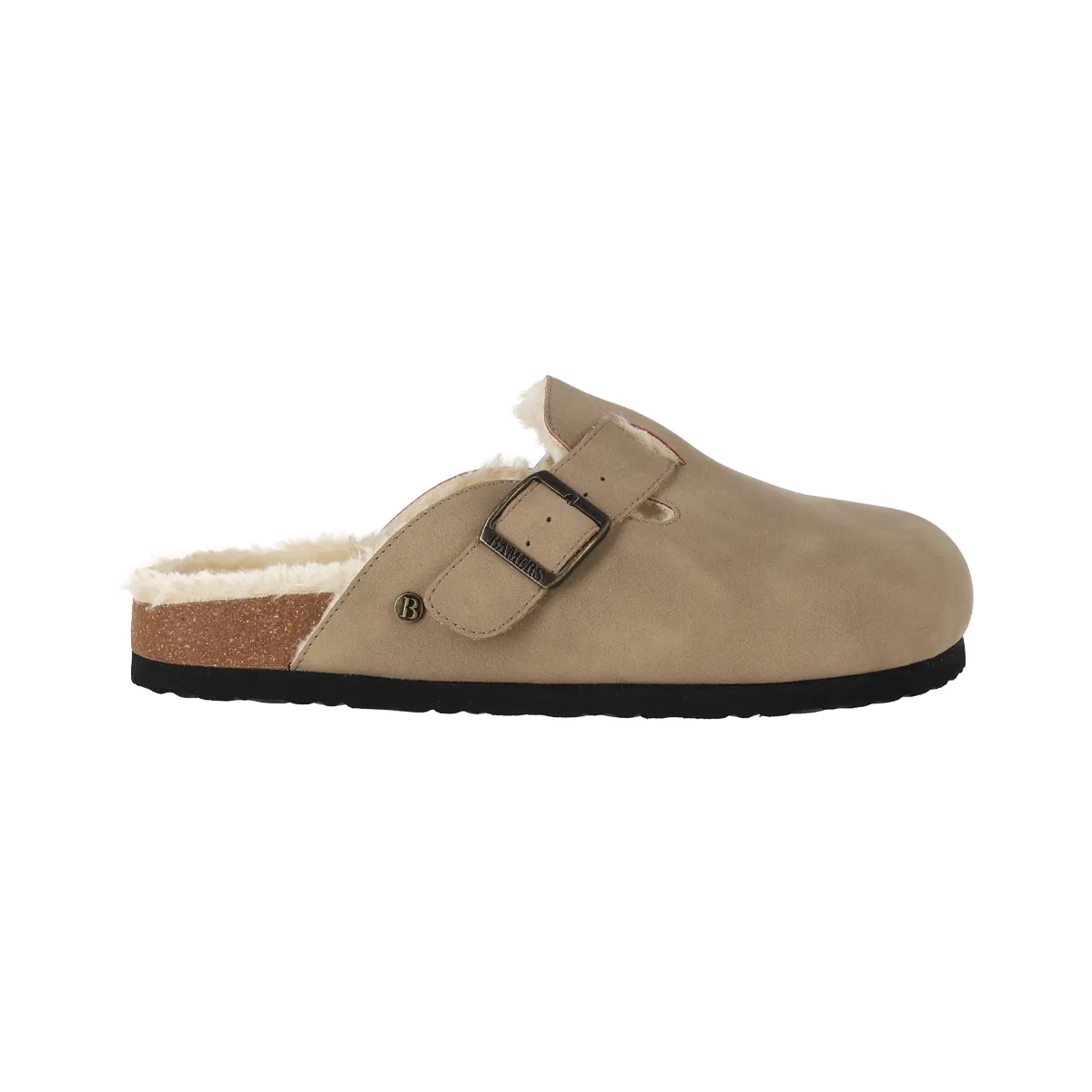 BAMERS - Zuecos Mujer Classic Buckle Fur Beige Bamers