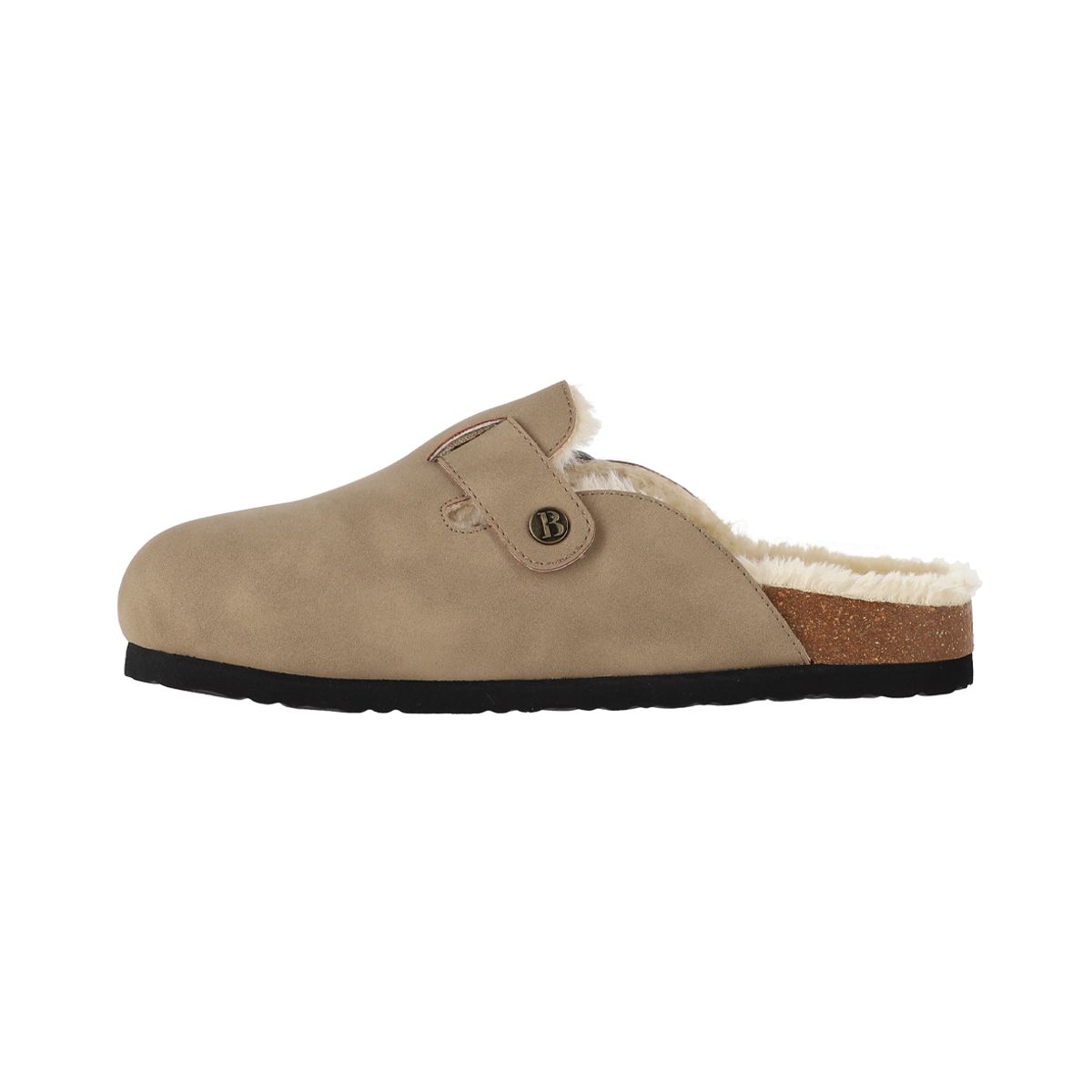 BAMERS - Zuecos Mujer Classic Buckle Fur Beige Bamers