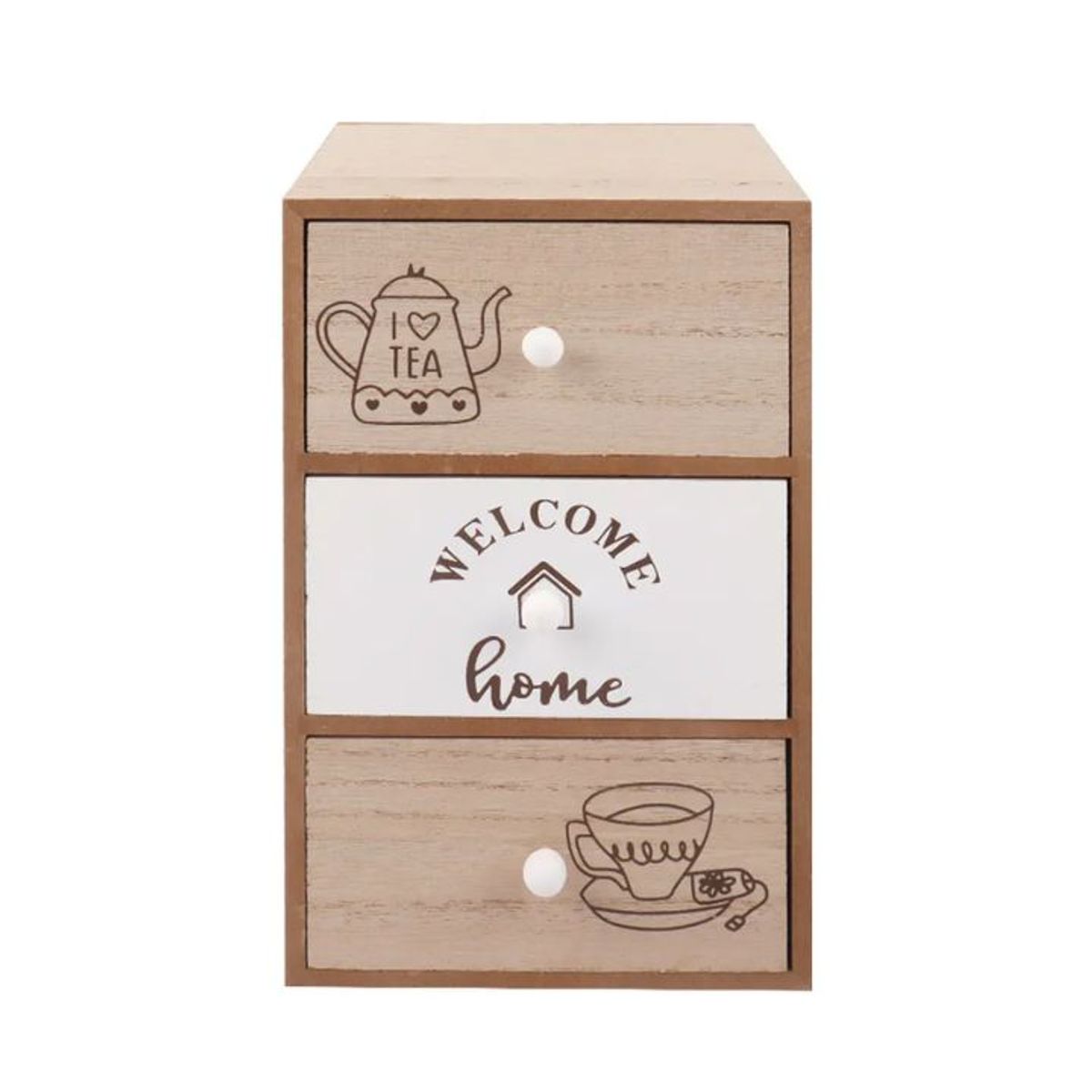GENERICO - Mini Cajonera Madera Welcome Home 12x24x15cm