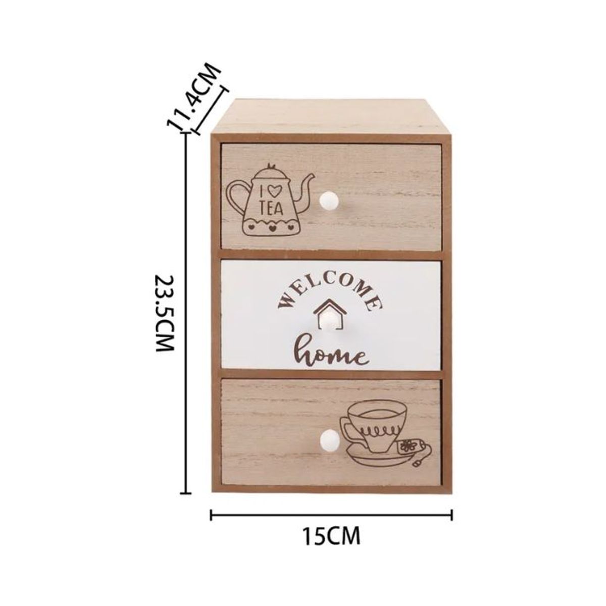 GENERICO - Mini Cajonera Madera Welcome Home 12x24x15cm