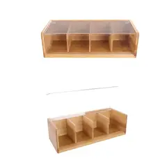 GENERICO - Caja De Bambú Con Acrílico Para Organizar 11x8.5x28.5cm