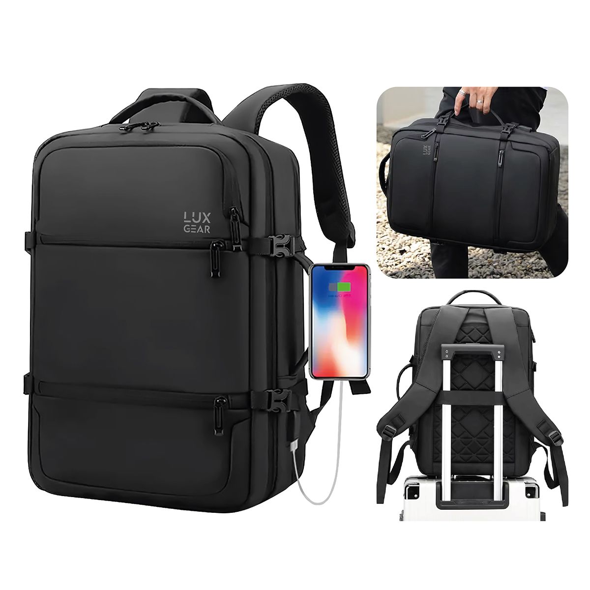 LUXGEAR - Mochila Notebook Viaje Luxgear Elite Impermeable Ejecutiva.