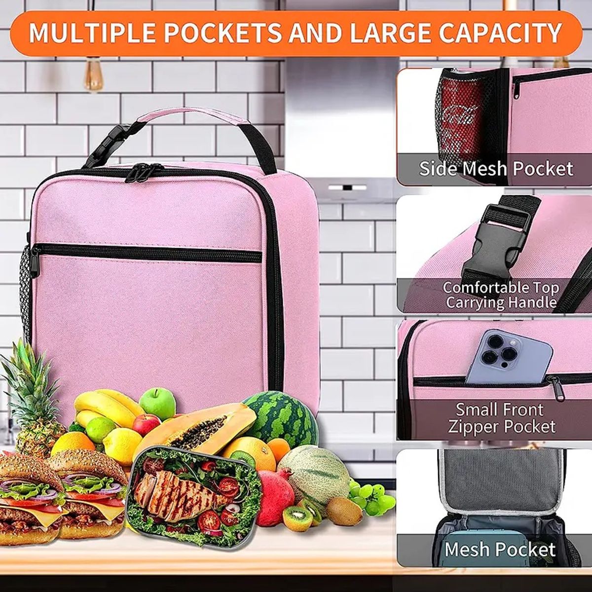 GENERICO - Lonchera Térmica Portátil Bolsa del Almuerzo Color Rosa
