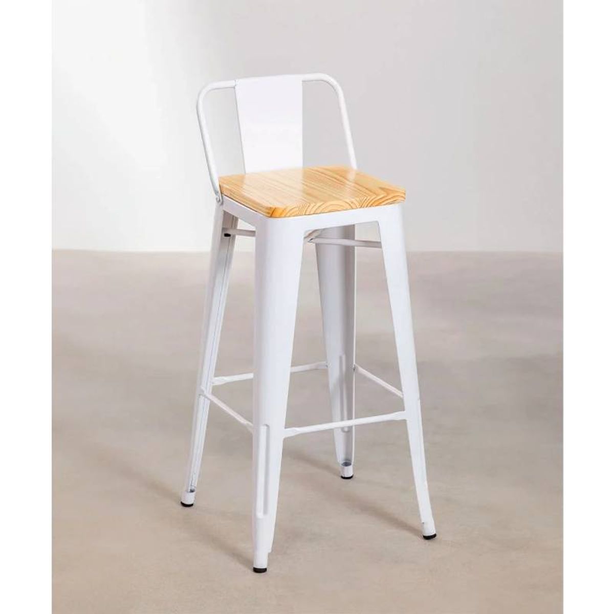 MOAD - Taburete Tolix con Asiento de Madera 77cm