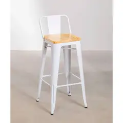MOAD - Taburete Tolix con Asiento de Madera 77cm