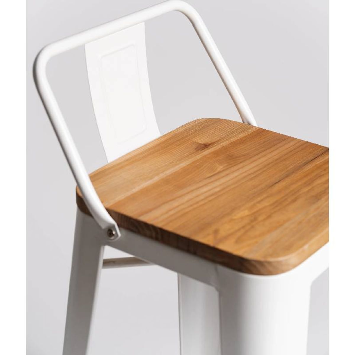 MOAD - Taburete Tolix con Asiento de Madera 77cm