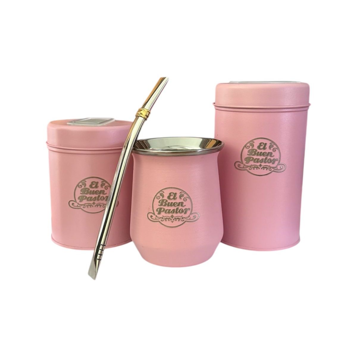 EL BUEN PASTOR - Set Matero Rosa Acero Inoxidable El Buen Pastor