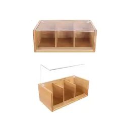 GENERICO - Caja Organizadora De Bambú y Acrílico 11x8.5x21.7cm