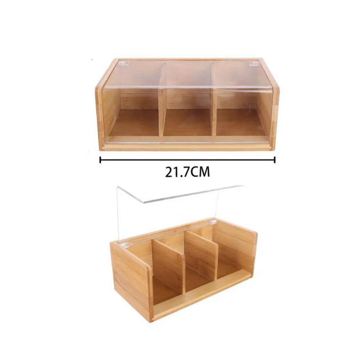 GENERICO - Caja Organizadora De Bambú y Acrílico 11x8.5x21.7cm