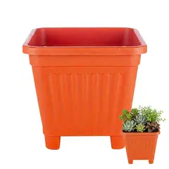GENERICO - Pack 10 Maceteros Plástico Cuadrado Naranja 8 cm