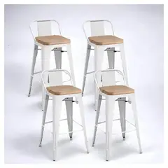 MOAD - Pack 4 Taburetes Tolix con Asiento de Madera 77cm