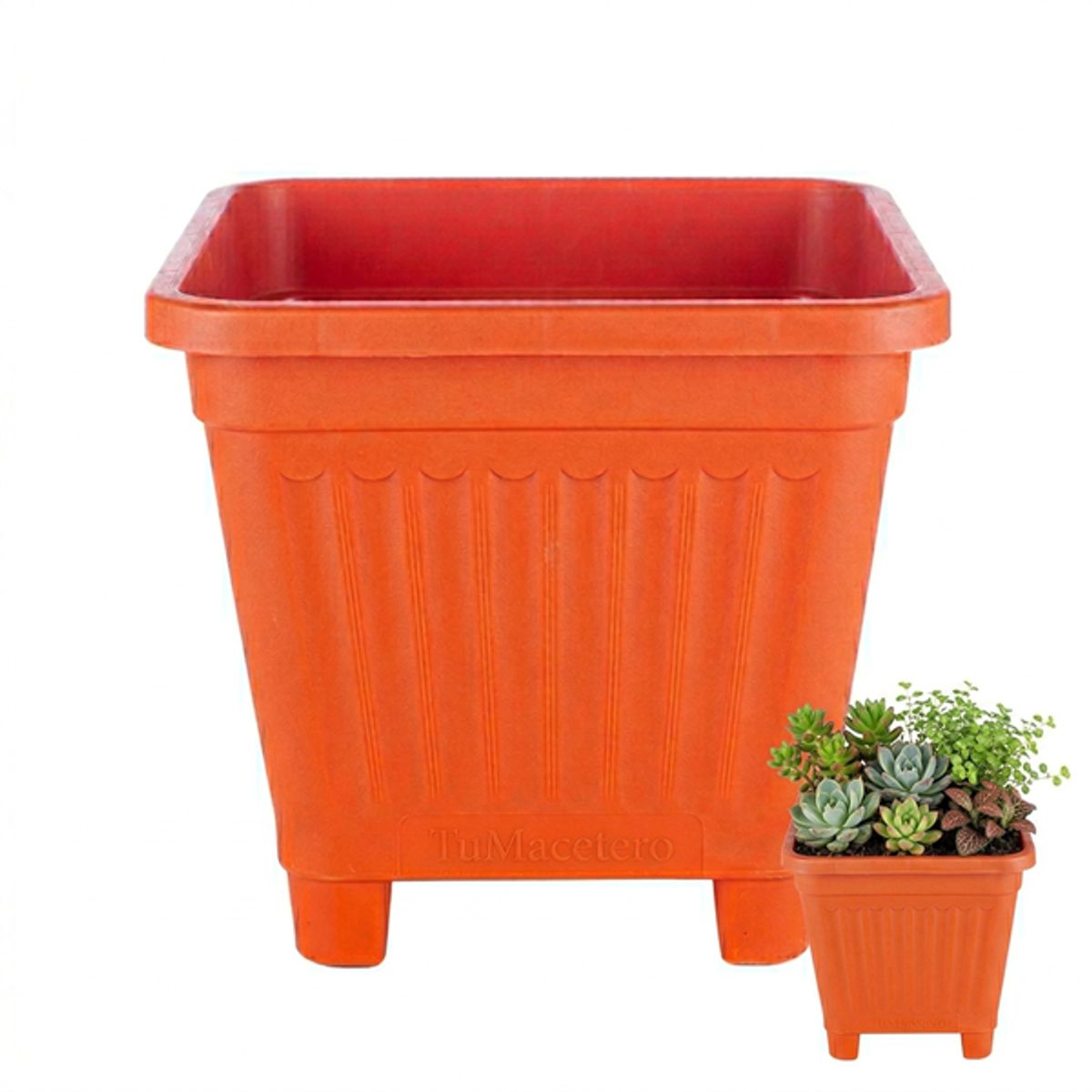 GENERICO - Pack 10 Maceteros Plástico Cuadrado Naranja 10 cm