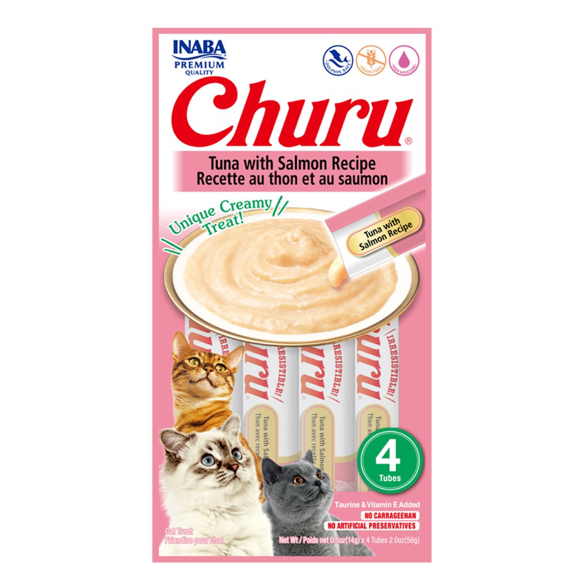 INABA - Snack Churu Gato 4 Tubos Sabor Atun/salmon