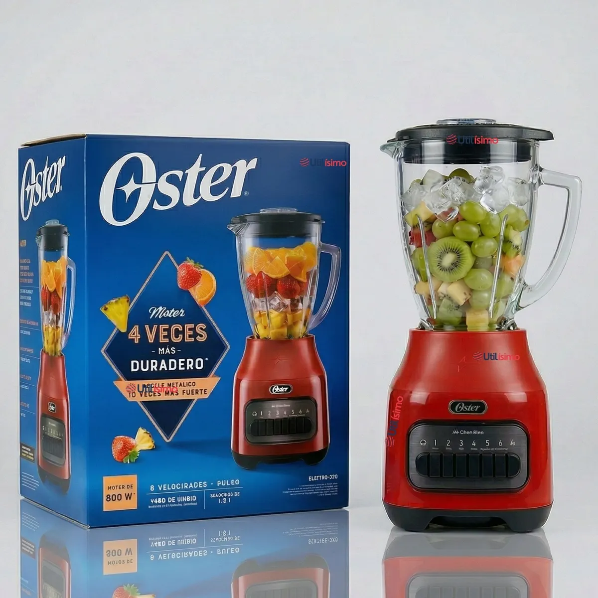 OSTER - Licuadora Oster® con vaso de vidrio y 6 velocidades más pulso 800 Watts 1,5Litros