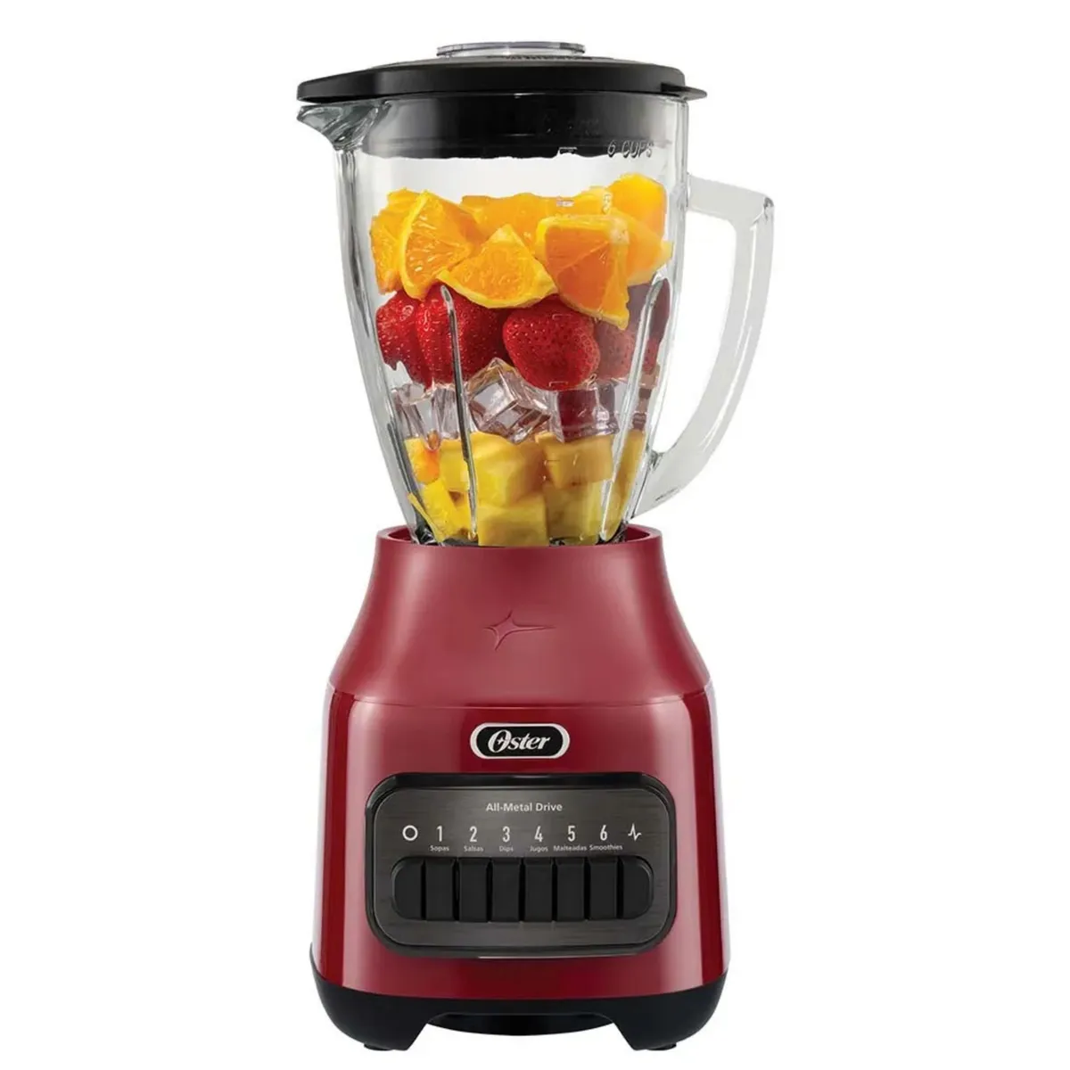OSTER - Licuadora Oster® con vaso de vidrio y 6 velocidades más pulso 800 Watts 1,5Litros