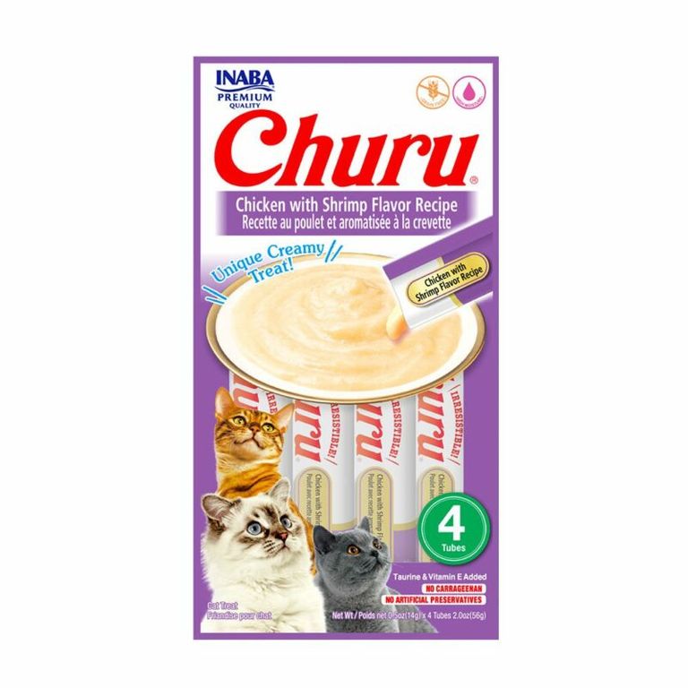 Churu Pollo Camaron Gato Snack Humedo 4 Tubos De 14g