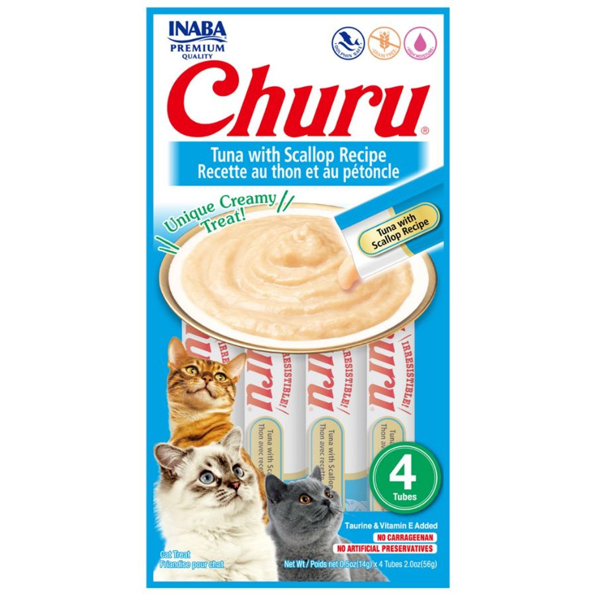 INABA - Inaba Snack Cat Churu Atún Y Ostión 4 Tubos