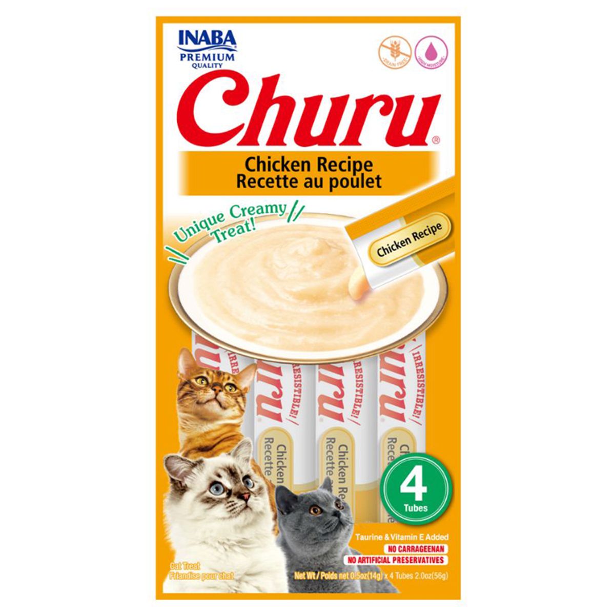INABA - Snack Para Gatos Churu Sabor Pollo 56g 4 Tubos