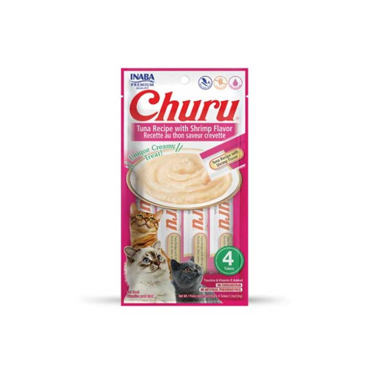 INABA - Snack Churu Gato Atún&camarón 4 Tubos
