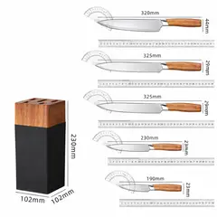 IRM - Set de cuchillos de acero inoxidable con base mango madera