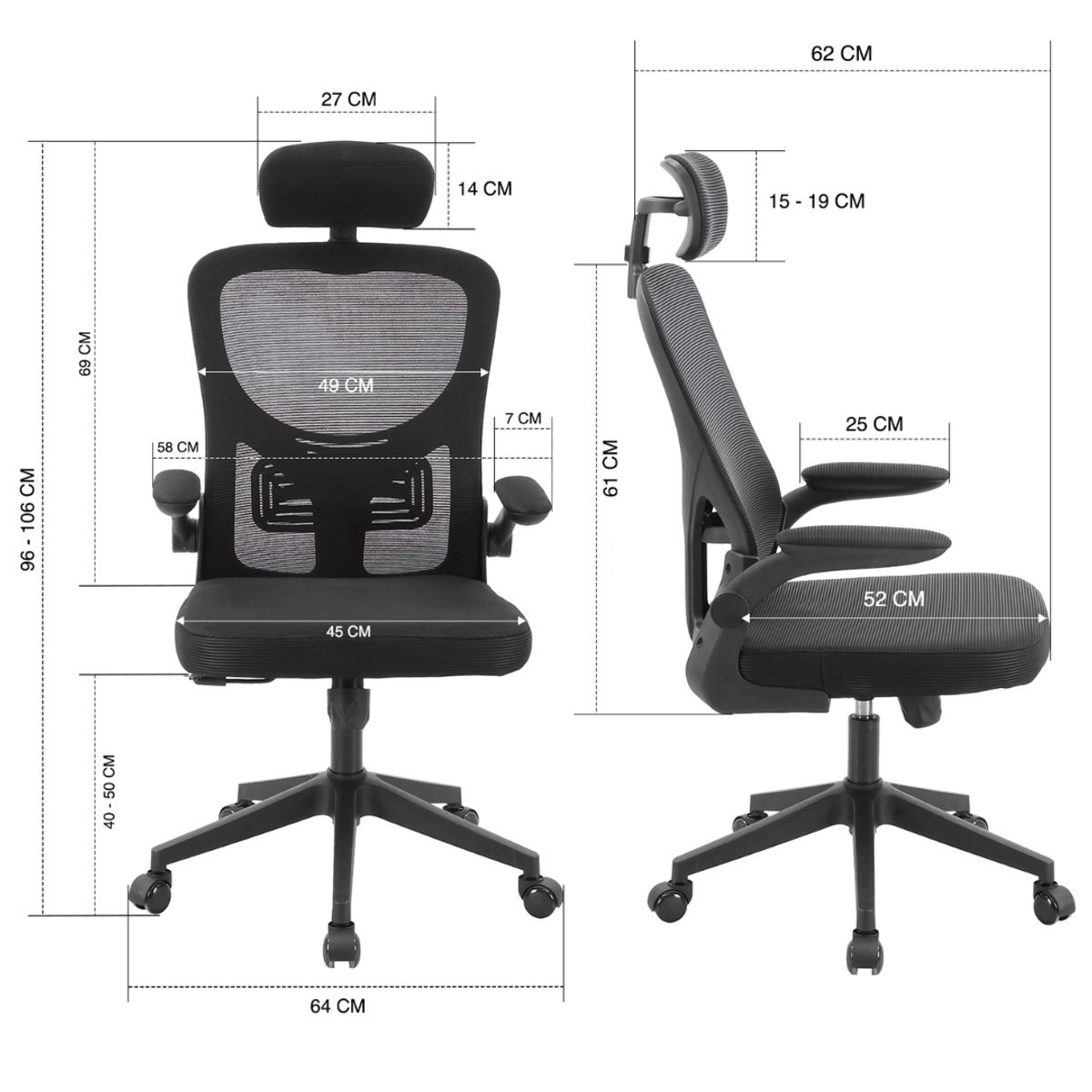 OEM - Silla de Escritorio Ergonómica PRO MAX con Apoyo Lumbar y Cabecera Ajustable