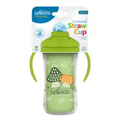 DR BROWN'S - Vaso Térmico Con Pajita Dr. Brown´s Verde 300ml 12m+