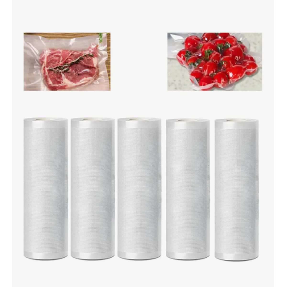 GENERICO - 5 Rollos Sellado Vacio Bolsas de Vacio Gofradas 20cm X 5 Mts