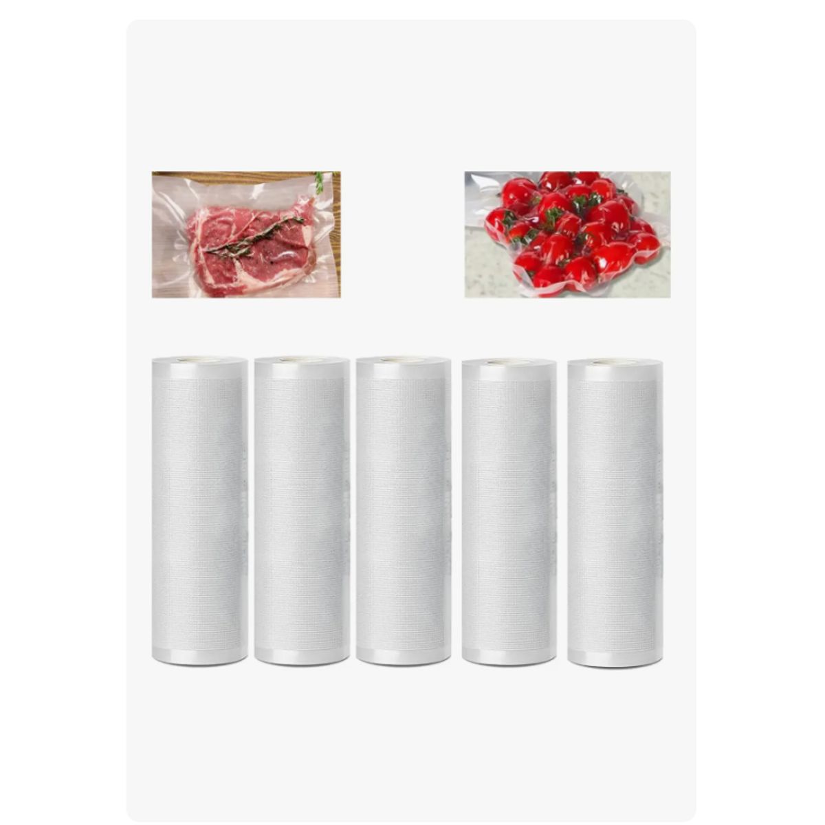 GENERICO - 5 Rollos Sellado Vacio Bolsas de Vacio Gofradas 20cm X 5 Mts