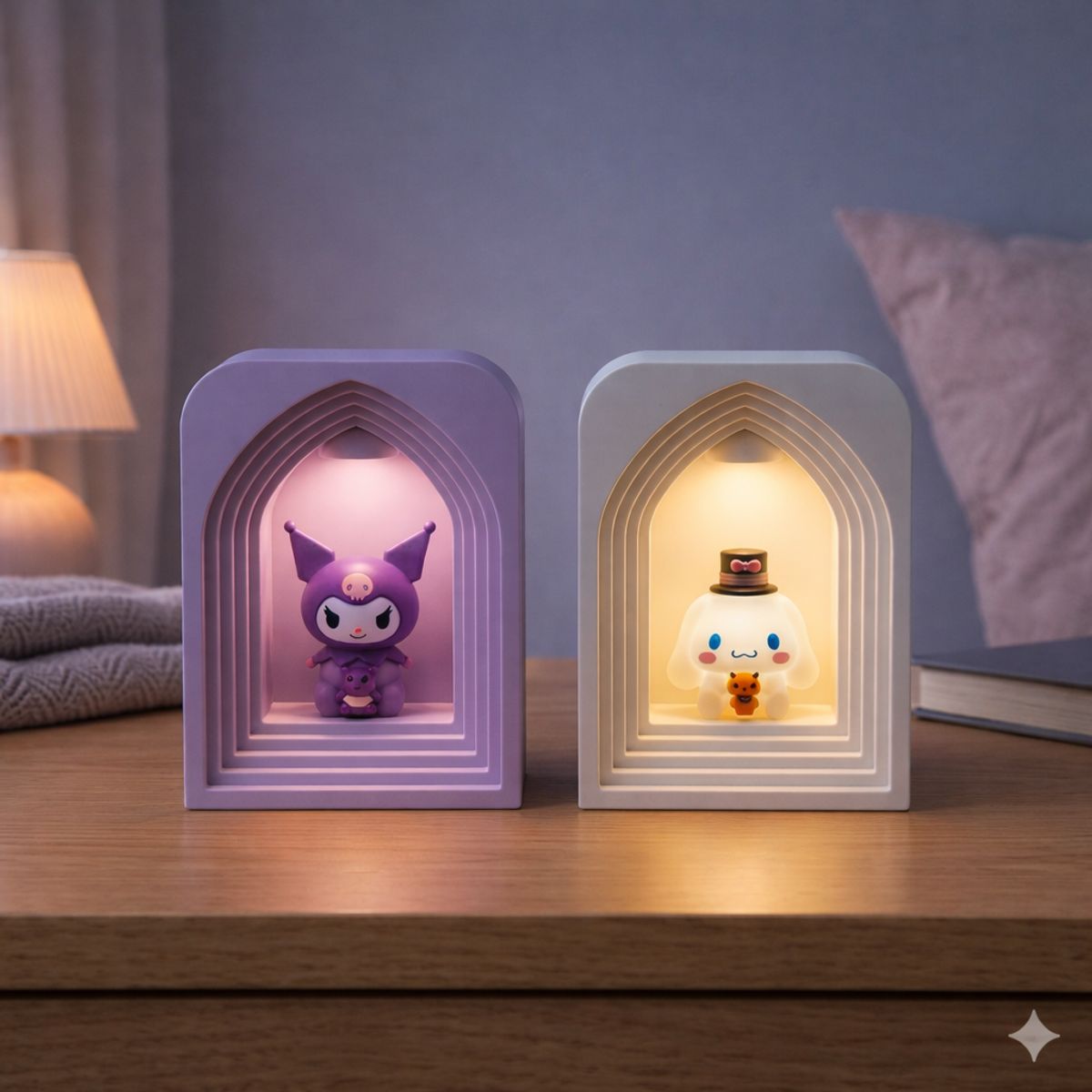 GENERICO - Mini Lámpara LED Decorativa Sanrio - Kuromi y Cinnamoroll