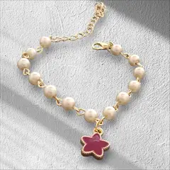 GENERICO - Pulsera dorada con perlas y dije estrella negra Acero inoxidable Cafuné Studio